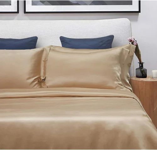 Miniatura 3 de Orose Juego de sábanas de seda Charmeuse de 4 piezas de 26 Momme sin costuras personalizadas Fundas de cama de seda de morera parte superior