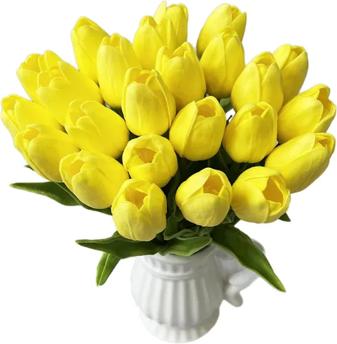 Miniatura 10 de UKELER Tulipanes artificiales a granel, 24 piezas de corona de bricolaje de tacto real, flores de tulipán artificiales para el hogar, cocina, boda