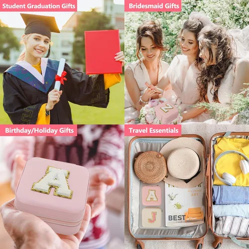 Miniatura 6 de CHMI Estuche de Joyería de Viaje, Caja de Joyería de Viaje Rosa, Organizador de Joyería de Viaje, Regalos de Viaje para Mujeres y Niñas, Caja