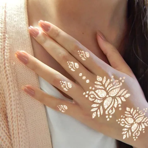 Miniatura 3 de Plantillas de tatuaje de henna, 138 piezas, 24 hojas de plantillas de tatuaje para aerógrafo, kit de plantillas de tatuaje reutilizables