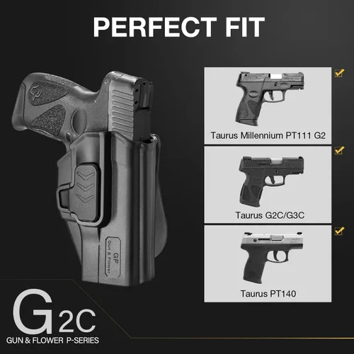 Miniatura 3 de OWB Holster for Taurus G2C/G3C, PT111/PT140 G2, G3C Toro – Index/Thumb Release, RDS Ready Options, Paddle/Clip/IWB Carry, Adjustable Cant, No