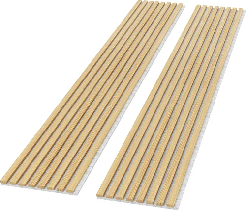 Miniatura 8 de ROOMTEC Paquete de 2 paneles acústicos de pared de madera maciza, paneles de pared insonorizados de 94.49 x 12.6 pulgadas, paneles de pared de Roble