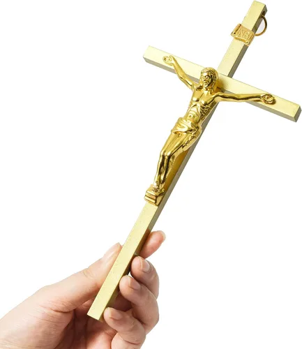 Miniatura 7 de VINETEN Crucifijo - Cruz de pared Cruces católicas delgadas de metal negro Decoración de pared de crucifijo para tu hogar, 8 pulgadas