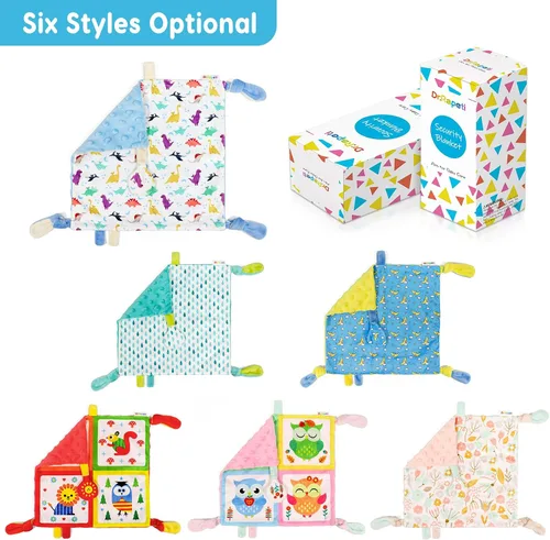 Miniatura 7 de Dr.Rapeti Manta de seguridad para bebé, bebé, niño pequeño, 10 x 10 pulgadas, juguete sensorial lavable, manta de apaciguamiento amoroso (dinosaurio)
