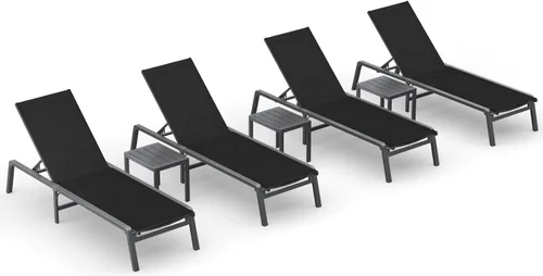 Miniatura 41 de Tumbona de Aluminio para Exteriores - Silla de Descanso Plegable y de Montaje Libre para Exteriores con 5 Respaldos Ajustables, Silla de Patio