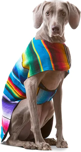 Poncho de perro hecho a mano de Authentic Mexican Blanket; ropa para perros, suéter, abrigo, xxL, Azul