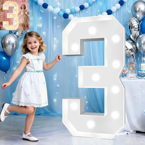 Miniatura 25 de Pooqla Letras de marquesina iluminadas de 3 pies, letras de marquesina con luz LED blanca fría y blanca cálida, letras de mosaico gigante para Letra