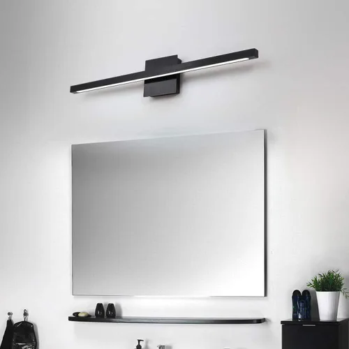 Miniatura 2 de Aplique de pared giratorio negro de 12 W con luz LED moderna para baño y espejo, luz blanca cálida, elegante barra de luz para baño, ideal