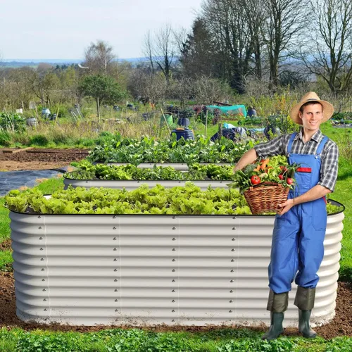 Miniatura 2 de Olle Maceta galvanizada para verduras 12 en 1, kit de jardinería grande de metal elevado para exteriores, 32 pulgadas de alto, 5 x 5 pies, 8 x 2