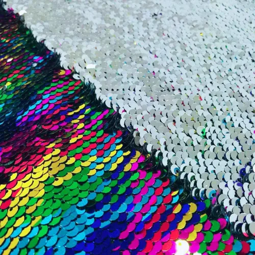 Miniatura 39 de DUOBAO Tela de Lentejuelas Reversibles con Efecto Flip - 0.5 Yarda de Lentejuelas de Sirena de Morado a Dorado, Material de Costura Brillante DIY