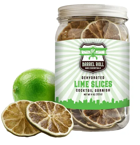 Barrel Roll Bar Essentials Rodajas de lima seca cultivadas en Estados Unidos para cócteles | 4 onzas de limas deshidratadas grandes | Guarnición de