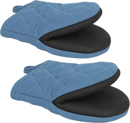 Miniatura 15 de 1 par de manoplas cortas para horno - Guantes de horno de silicona para cocina, resistentes a altas temperaturas de 500℉, mini manoplas