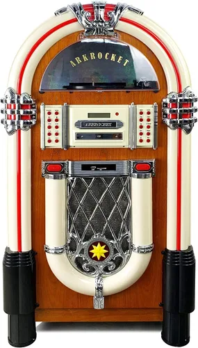 Miniatura 2 de Arkrocket Reproductor de Vinilo de Jukebox de Tamaño Completo Bluetooth USB SD CD Radio Retro Tocadiscos Jukebox Clásico (Taurus - Clásico)