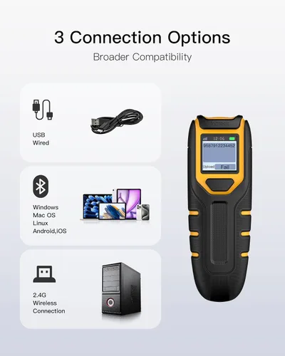 Miniatura 7 de Inateck Escáner de Código de Barras Inalámbrico, Escáner de Código de Barras Bluetooth Portátil con Pantalla, Escáner de Código de Barras 1D 2D QR