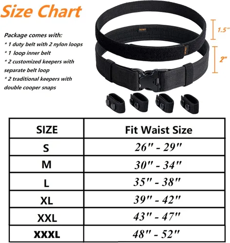 Miniatura 6 de TACNEX Cinturón de servicio con forro de gancho 4 soportes 2" de nylon de seguridad para oficial de policía y aplicación de la ley, cinturón