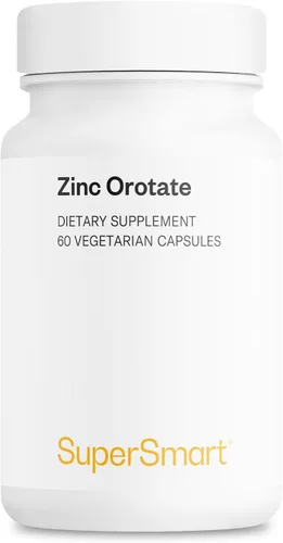 SuperSmart - Suplemento de orrotato de zinc de 100 mg por día (alta absorción) - Forma mejorada | Sin OMG y sin gluten - 60 cápsulas vegetarianas