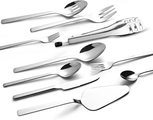 Miniatura 8 de KINGSTONE Juego de cubiertos con utensilios para servir, cubiertos de 65 piezas para 12, 18/10 cubiertos con juego de utensilios de servicio de 5