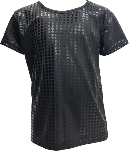 Camiseta brillante de manga corta para niños y niñas, estilo hip hop, jazz, danza, festival, fiesta, blusa suelta