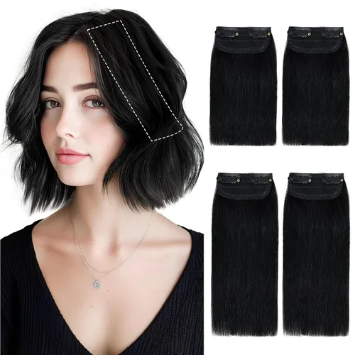 Miniatura 31 de SEGO 2 extensiones de cabello corto con clip de 4 pulgadas, 0.56 oz, 100% cabello humano para mujeres con cabello adelgazante que añade volumen
