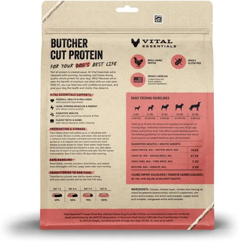 Miniatura 2 de Vital Essentials Alimento crudo liofilizado para perros, mini empanadas de pollo, 14 onzas