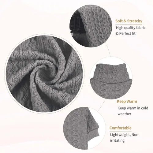 Miniatura 4 de Suéteres para perros grandes, cuello alto, ropa de punto para mascotas, suéter de color sólido para cachorros, suéter cálido para perros (gris y L)