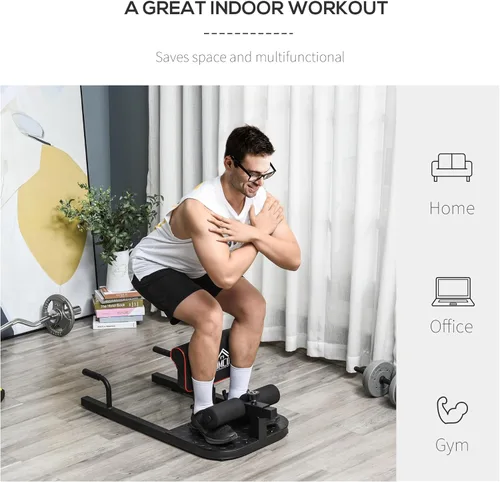 Miniatura 5 de Soozier 3-in-1 Padded Push Up Sit Up Deep Sissy Squat Machine Home Gym Fitness Equipment Negro