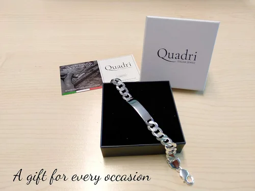 Miniatura 7 de Quadri - Pulsera de identificación extra brillante con eslabones cubanos de 0472in en plata de ley 925 italiana para hombres y niños de 8 a 9