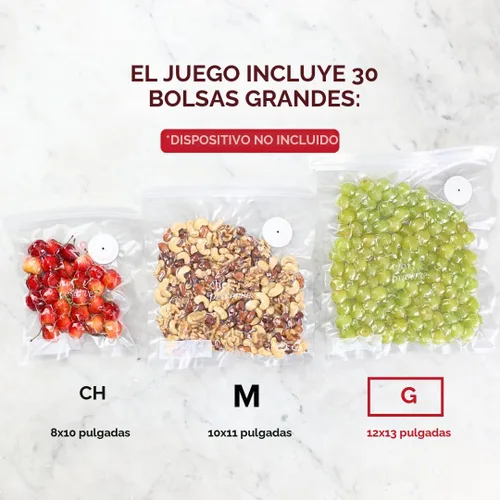 Miniatura 2 de Chef Preserve Bolsas reutilizables selladoras al vacío para alimentos, 30 bolsas grandes sin BPA (12 x 13 pulgadas), congelador, microondas