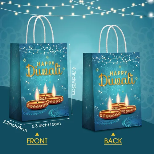 Miniatura 4 de Cholemy 18 bolsas de regalo Diwali – Festival de luces con asas – Bolsas de regalo de cumpleaños de Sydney de papel Diwali – Suministros de fiesta