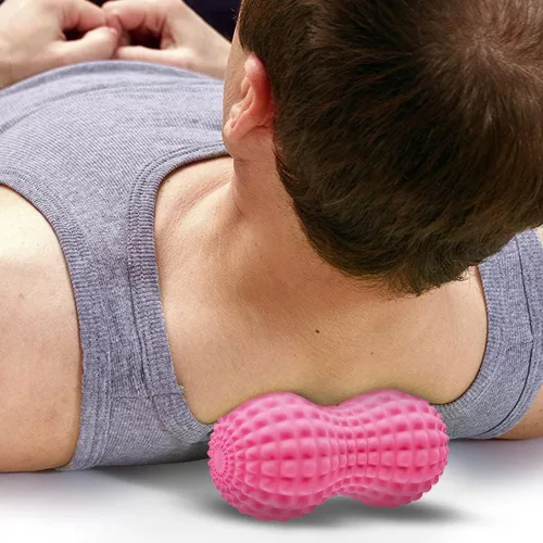 Miniatura 4 de SELEWARE Bola de masaje de maní, bola de masaje de lacrosse doble de maní para espalda, cuello, hombros, columna, piernas, caderas, tejido profundo