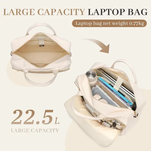 Miniatura 4 de Bolsa para laptop para mujer, bolsa de trabajo de 15.6 pulgadas, impermeable, bolso de hombro para profesor, oficina, bolso cruzado