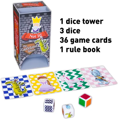 Miniatura 9 de Not It! Castle Land - Juego de dados y cartas de ritmo rápido para niños y familias Juego de emparejamiento con temática de caballeros, dragones