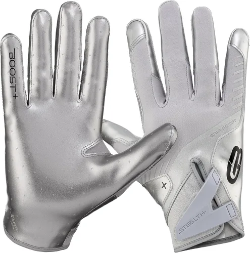 Miniatura 13 de Guantes de fútbol Grip Boost - Tecnología Stealth 6.0 Boost Plus adhesiva sólida - Guantes de fútbol para receptores amplios, tallas para hombres