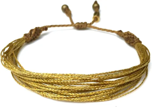 Rumi Sumaq - Pulseras de cuerda estilo surfista para hombres, mujeres y niños — Cordón encerado ajustable con nudo, colores costeros y de playa, Oro