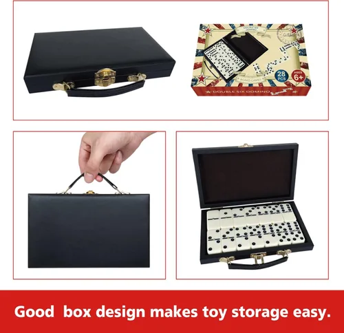 Miniatura 5 de GOTHINK Juego de Dominó Doble 6 Portátil para Adultos con Caja de Almacenamiento, 28 Fichas, Juego de Dominó para Viajes de Vacaciones