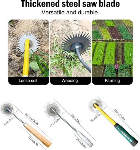 Miniatura 2 de Herramienta de deshierbe de jardín, herramienta manual para quitar malezas para césped y jardín, dientes de acero al manganeso forjado de doble