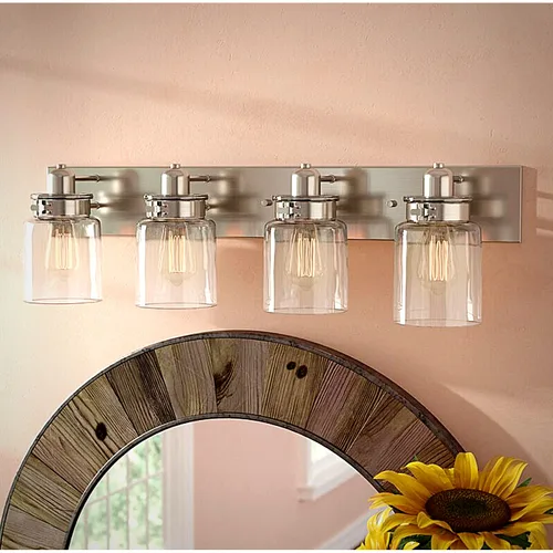Miniatura 7 de Wood Grip Lámpara de tocador de baño - Iluminación interior de baño (níquel cepillado, 2 luces)
