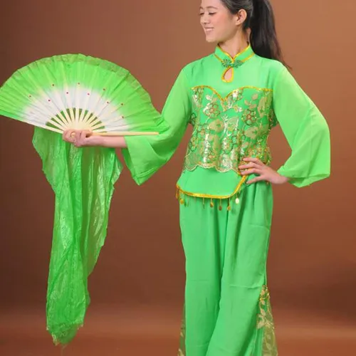 Miniatura 29 de FZBNSRKO 1.8M 70.86 "Danza del Vientre de Seda de Bambú Abanicos Largos Ventiladores Velos Fiesta Rendimiento de la Mañana Abanicos Largos
