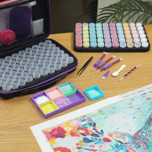 Miniatura 4 de Douorgan Contenedores de Almacenamiento de Pintura de Diamante Accesorios y Herramientas Organizador Portátil de Pintura de Diamante Estuche