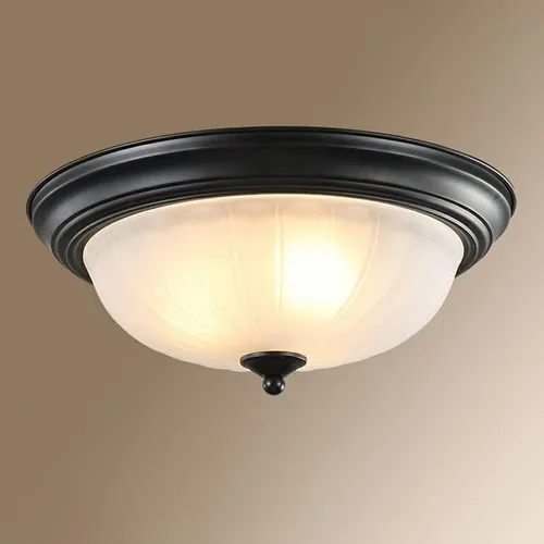 Miniatura 3 de Lámpara de techo semiempotrada, lámpara de techo con forma de cúpula de vidrio estilo vintage, lámpara de techo empotrada para vestíbulo, Negro
