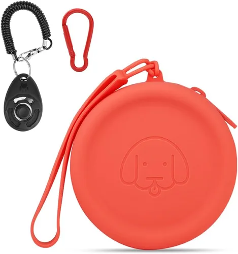 Miniatura 8 de Bolsa de golosinas para perros de silicona, 2 piezas, bolsa para caminar para mascotas para perros y gatos, tamaño bolsillo, fácil de limpiar, sin