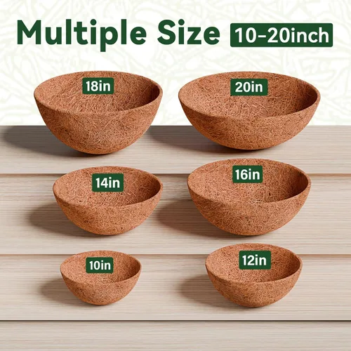 Miniatura 2 de ZeeDix Paquete de 3 forros de coco de 12 pulgadas para maceteros, revestimientos redondos para cestas colgantes 100% naturales, cesta de coco