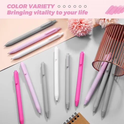Miniatura 6 de Cholemy Paquete de 24 bolígrafos retráctiles en masa, bolígrafos de tinta de gel en colores pastel, punta fina de 1/64 de pulgada (0.5 mm), tinta