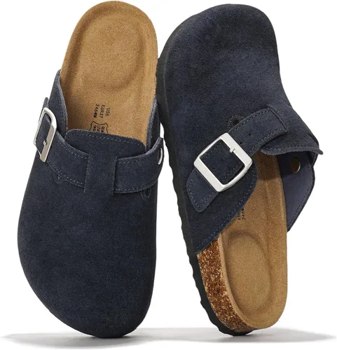 Miniatura 23 de Project Cloud Benton - Zuecos con plantilla de cuero genuino para mujer, pantuflas de espuma viscoelástica con soporte de arco, sandalias de moda