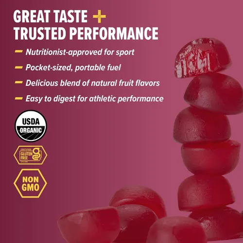 Miniatura 3 de Honey Stinger Gomitas Energéticas Orgánicas de Granada y Maracuyá, Sin Gluten y Sin Cafeína, para Ejercicio, Carrera y Rendimiento, Nutrición