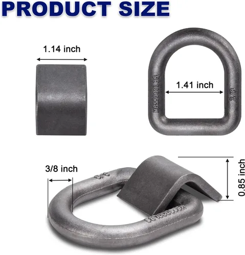 Miniatura 5 de Anillo en D forjado soldado resistente de 3/8 pulgadas con MBS: 5,000 libras, anclaje de amarre con anillo en D con puntos de anclaje de soldadura