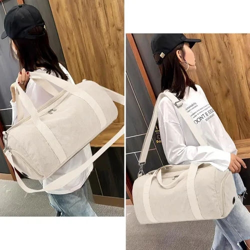 Miniatura 3 de Bolsa de lona para gimnasio, deportes, mujeres y niñas, bolsa de viaje de entrenamiento para fin de semana con compartimento para zapatos y bolsillo