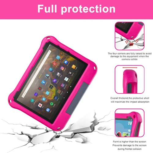 Miniatura 3 de Funda para tablet Fire HD 10 para niños (versión 2021/2023, 11ª/13ª generación), funda Oqddqo Amazon Kindle 10 Plus, choque de doble capa de cuatro