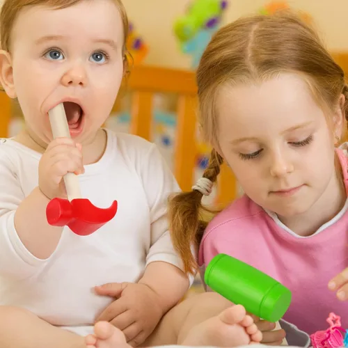 Miniatura 5 de Martillos de madera de simulación de martillos de madera pequeños de plástico para niños pequeños, herramientas de mantenimiento portátiles