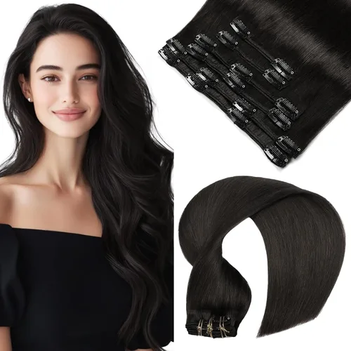Miniatura 17 de VINBAO Extensiones de cabello humano con clip, balayage, color marrón ceniza a rubio caramelo, 14 pulgadas, 6 unidades, 3.53 onzas, 6